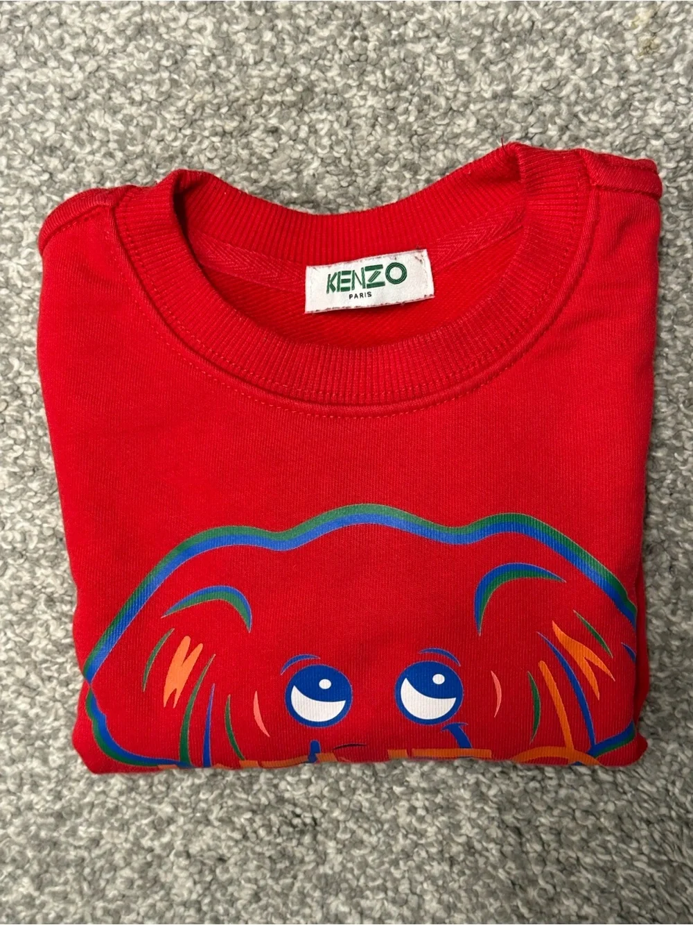Kenzo Kids Bright Red Elephant Logo Crew Sweatshirt
